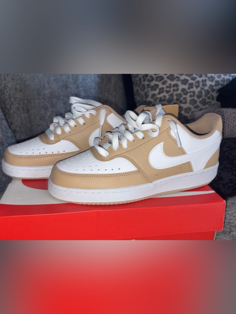 Nike Woman’s Low-Top Sneakers in White and Tan